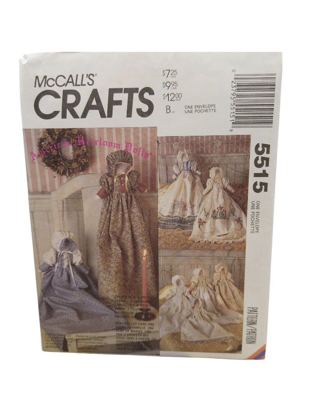 UNCUT Vintage Sewing PATTERN McCalls Crafts 5515, American Heirloom Dolls 1991